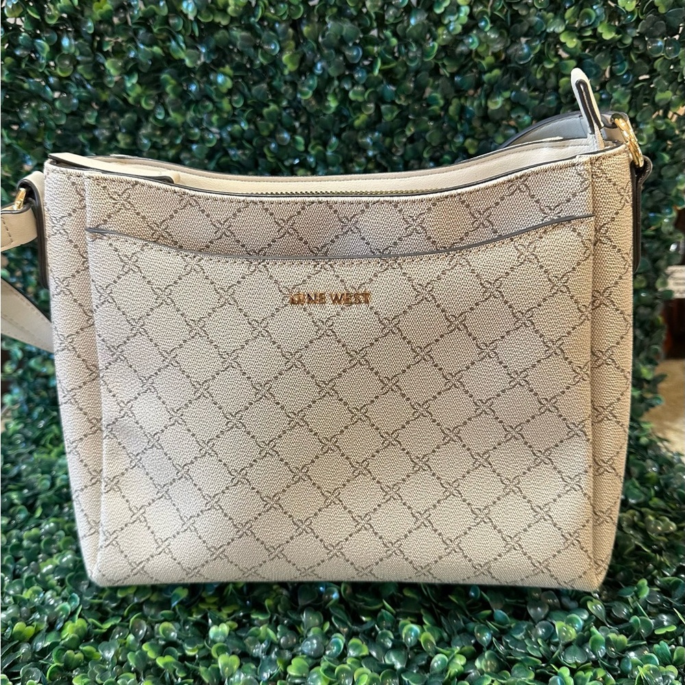 Nine West Cream Patterned Women's Crossover Bag